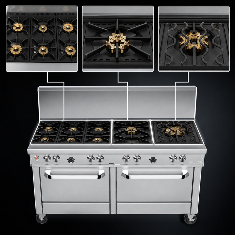 Product image #3 for Southbend Ultimate 48-Inch Gas Restaurant Range with 7 Open Burners, Convection Oven and Cabinet Base, 265,000 BTU