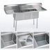 Thumbnail image #3 for BK Resources Three-Compartment Sink with Left and Right Drainboards, 18 Gauge 304 Stainless Steel