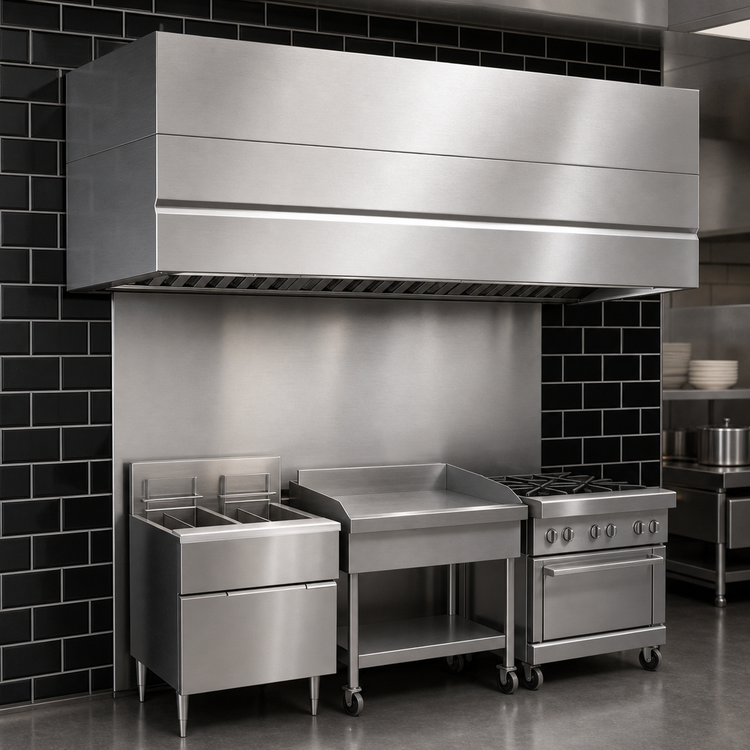 Product image #4 for Avtec SimpleSpec Type I Wall-Mounted Box Canopy Hood, 144 x 60 x 24 Inches, 430 Stainless Steel