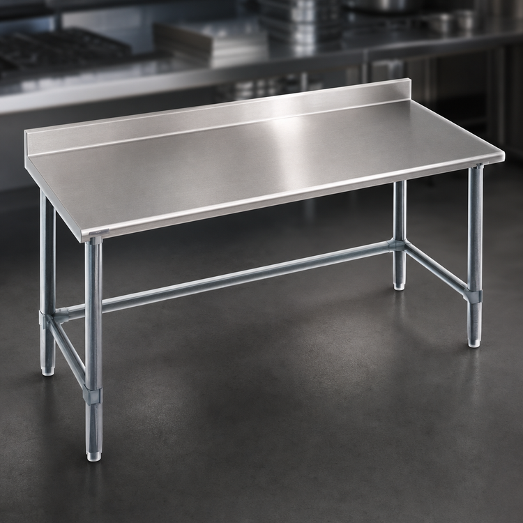 Product image #3 for Spec-Master 60-Inch x 24-Inch 14-Gauge Stainless Steel Work Table with 4-1/2-Inch Backsplash and Galvanized Base