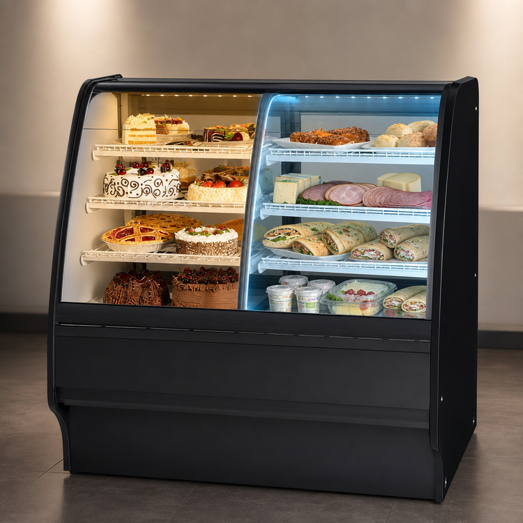 Product image #3 for True TGM-DZ-48-SC/SC-B-W 48-1/4 Inch Dual Zone Curved Glass Full Service Merchandiser