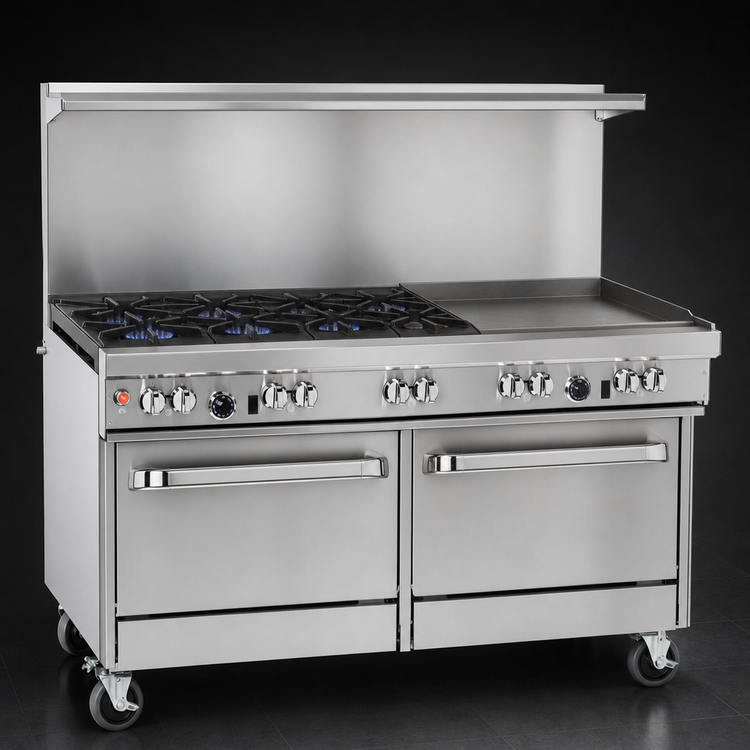 Product image #3 for Southbend Ultimate 60-Inch Gas Restaurant Range with Open Burners, 48-Inch Griddle, Standard Oven and Cabinet Base