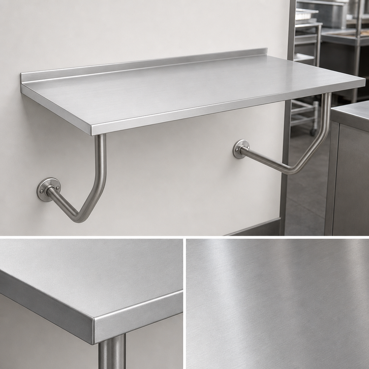 Product image #3 for Advance Tabco FSS-W-248 Wall-Mounted Stainless Steel Table with 1-1/2 Inch Rear Backsplash, 96 x 24 Inches