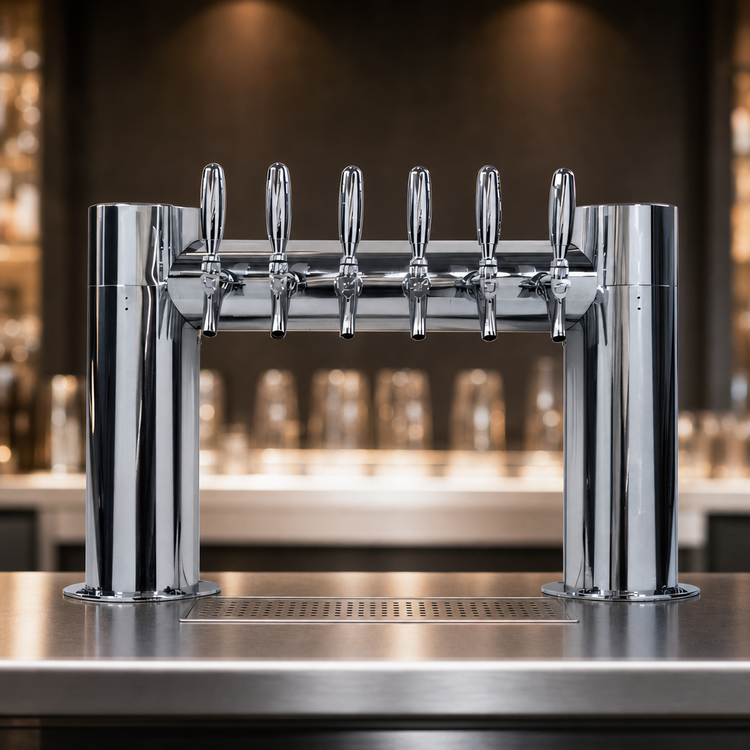 Product image #3 for Micro Matic Metropolis H 2-Column 6-Faucet Air-Cooled Stainless Steel Countertop Draft Tower