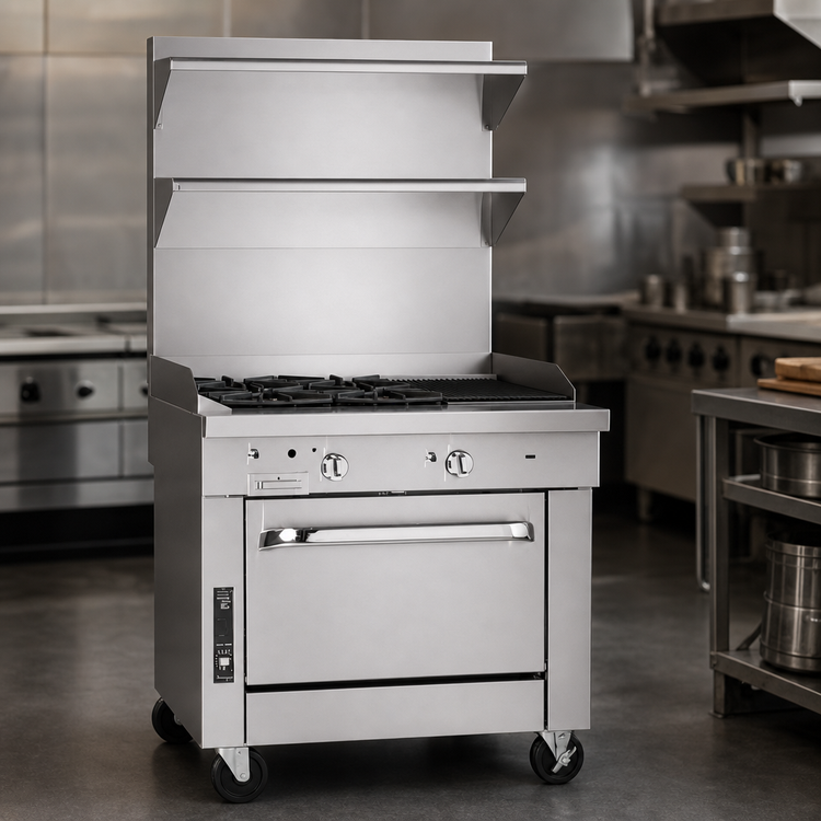 Product image #3 for Southbend Platinum 36-Inch Modular Heavy Duty Gas Range with 4 Open Burners and 12-Inch Charbroiler