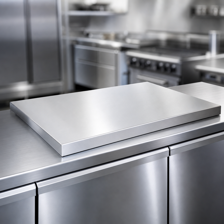 Product image #4 for John Boos 96 Inch x 38 Inch x 1-1/2 Inch Flat 16/300 Stainless Steel Countertop, No Backsplash