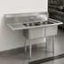 Thumbnail image #3 for 2-Compartment 18-Gauge 304 Stainless Steel Pot Sink with Left Drainboard and Galvanized Legs