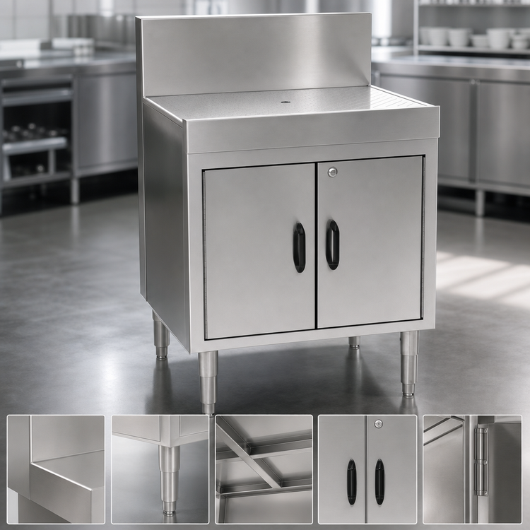 Product image #3 for Eagle Spec-Bar 304 Stainless Steel Closed Base Workboard Cabinet with Hinged Doors, 36" W x 19" D