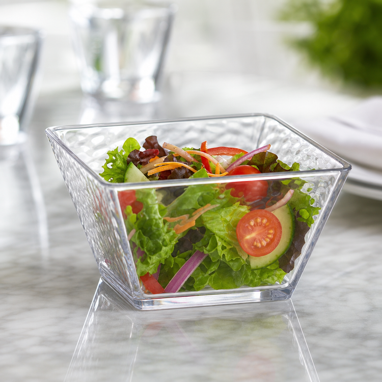 Product image #3 for American Metalcraft Rain Collection Small Square Clear Styrene Bowl, 23 oz.