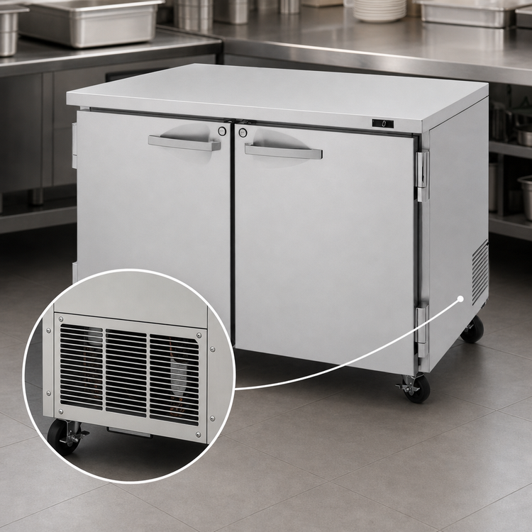 Product image #3 for Turbo Air PRO Series Two-Section Undercounter Freezer, 12.2 Cu. Ft., Solid Doors, Stainless Steel