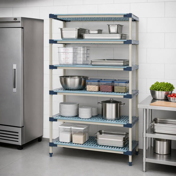 Product image #3 for MetroMax 4 48"W x 24"D x 74"H All-Polymer Stationary Starter Shelving Unit, 5-Shelf