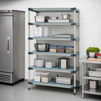 Thumbnail image #3 for Metro MetroMax 4 5X557G4 48"W x 24"D x 74"H Blue Polymer Stationary Starter Shelving Unit, 5-Shelf