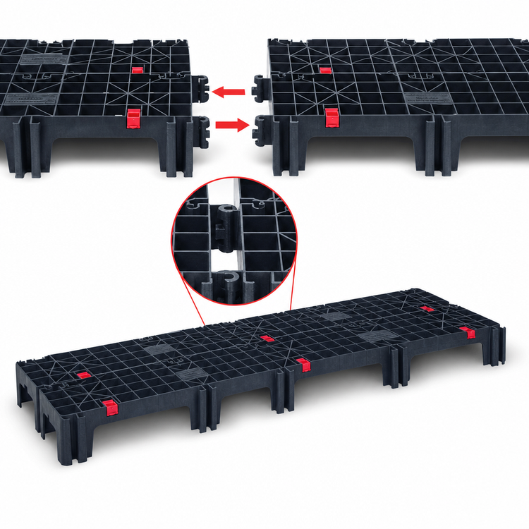 Product image #3 for Quantum EZ Lock Vented Dunnage Platform Rack & Pallet, 12 x 40 x 6 Inches, Black, 2,500 lb. Capacity