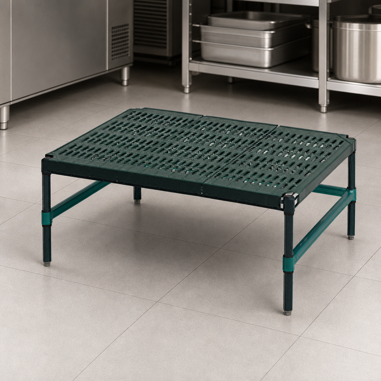Product image #3 for QuadPlus Stationary Dunnage Rack with 3-Sided Frame and Louvered Polypropylene Mat, 24 x 21 x 14 Inches, 1000 lb Capacity