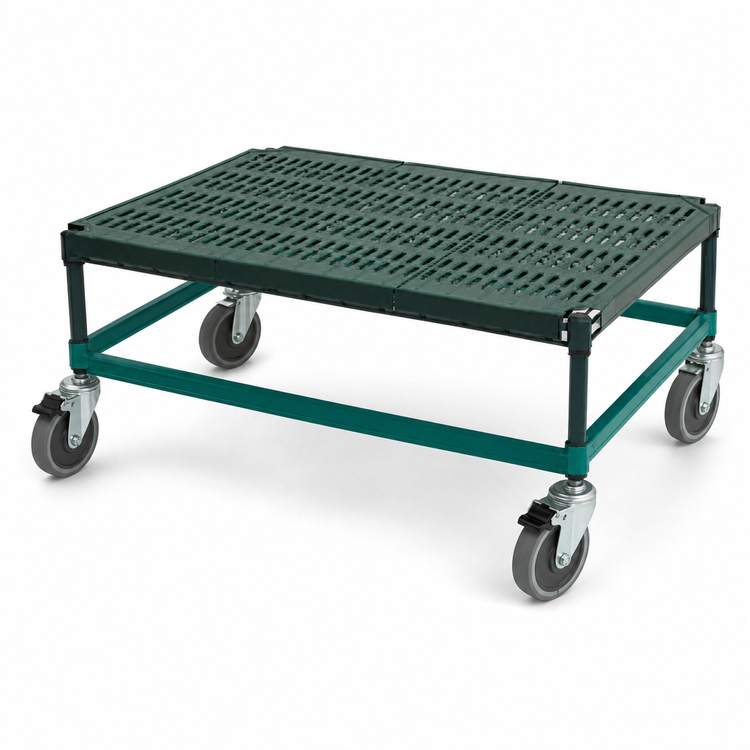 Product image #3 for QuadPlus Mobile Dunnage Rack, 24 x 24 x 14 Inches, 800 lb. Capacity, Green Epoxy Finish