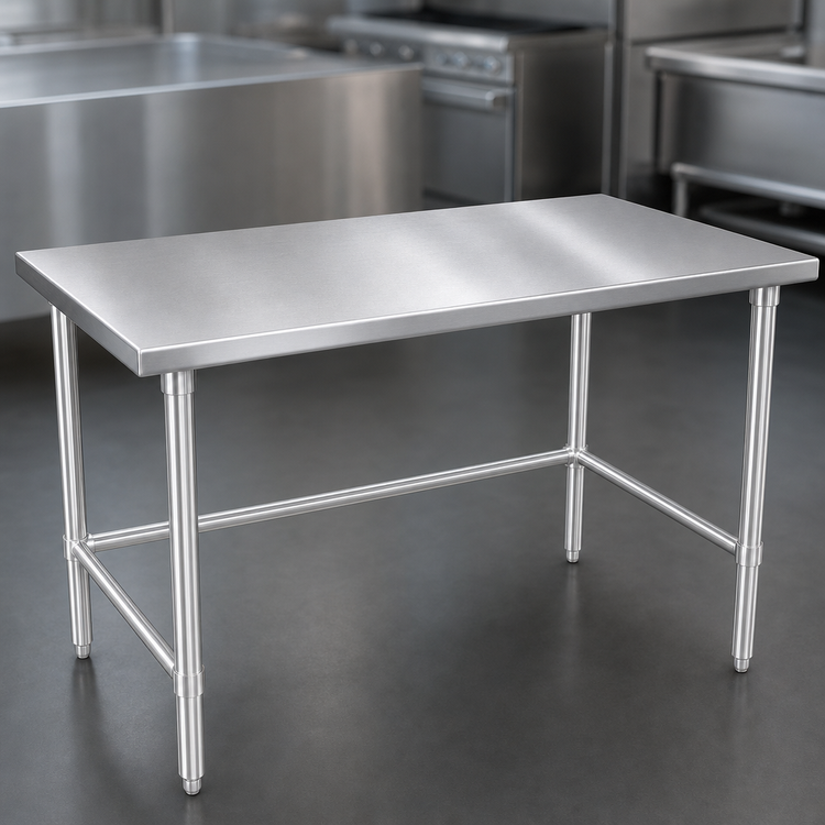 Product image #3 for John Boos Stallion 108" x 30" 16-Gauge 300-Series Stainless Steel Flat Top Work Table with Safety Edge