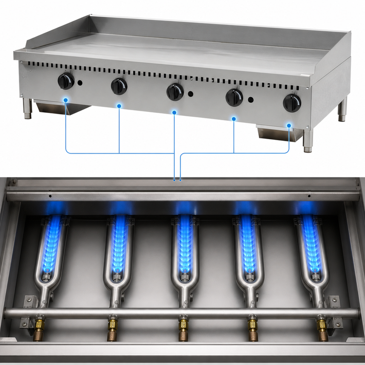 Product image #3 for Serv-Ware 60-Inch 5-Burner Thermostatic Natural Gas Griddle