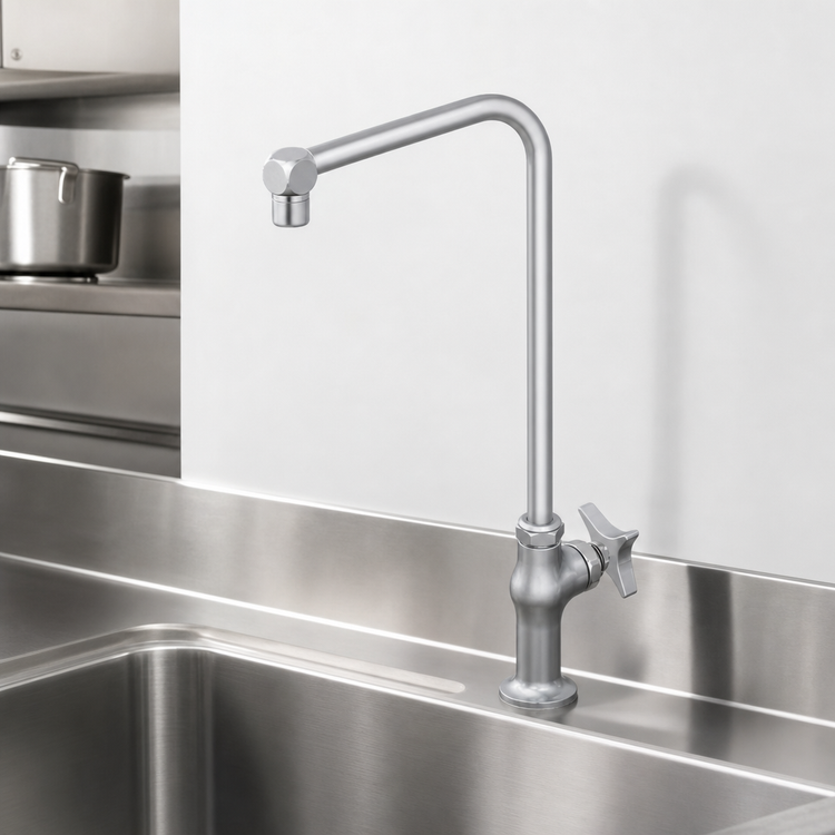 Product image #3 for T&S Brass B-0318-02 Single Pantry Deck-Mounted Manual Faucet with Extended Height and 8-Inch Swing/Swivel Spout