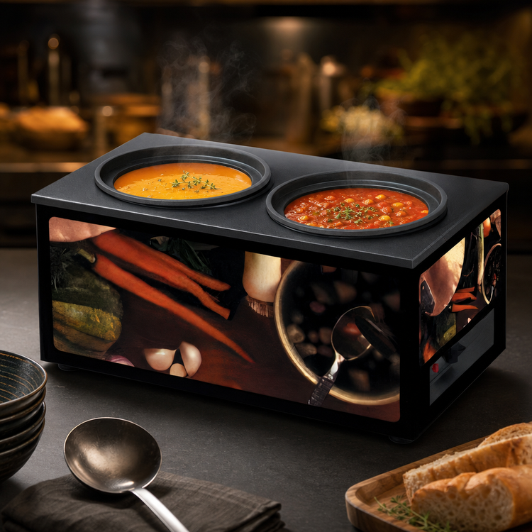 Product image #3 for Vollrath Cayenne Twin Well Soup Merchandiser Base Only with Tuscan Graphics