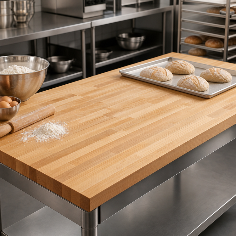 Product image #3 for John Boos Edge Grain Flat-Top Maple Work Table Top, 144 x 42 x 1-3/4 Inch