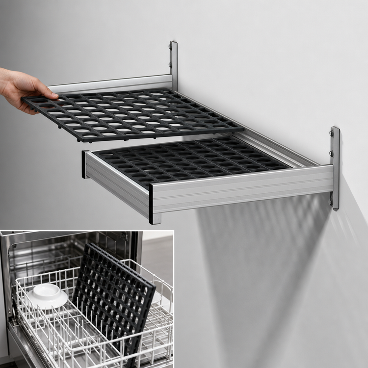 Product image #3 for Fermod Vented Wall-Mounted Shelf Unit, 42W x 18D, Aluminum