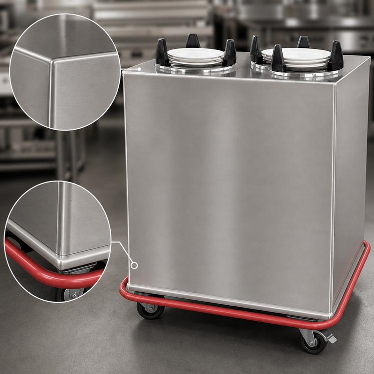 Product image #3 for Carter-Hoffmann Mobile Enclosed Heated 4-Silo Plate Dispenser Cart for 10-Inch Round Plates