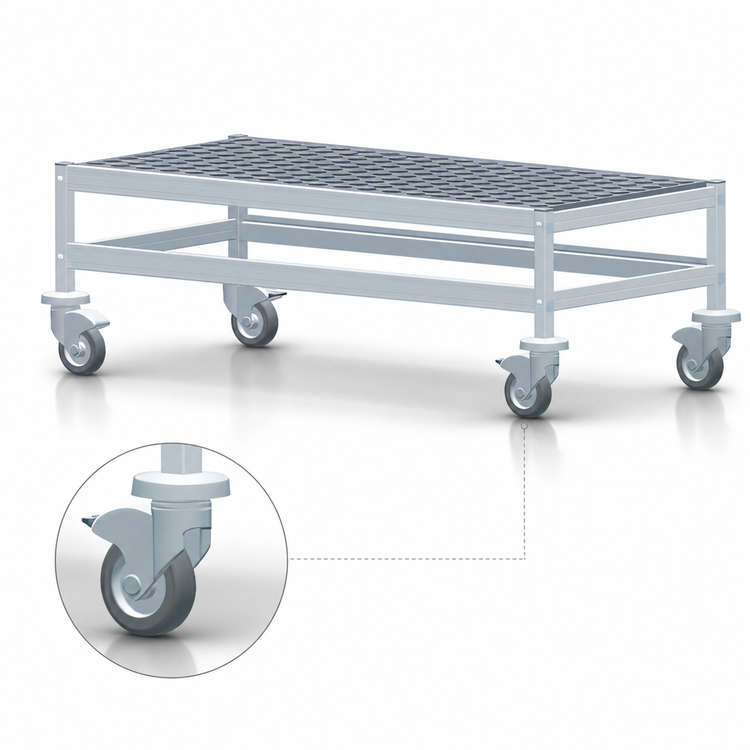 Product image #3 for Fermostock 35-Inch Mobile Louvered Aluminum Dunnage Rack, 800 lb Capacity, 5-Inch Casters