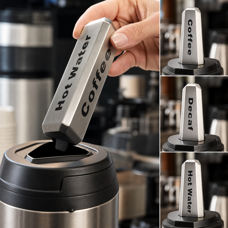 Product image #3 for Stainless Steel Triangular 3-Sided Beverage Sign for Coffee, Decaf, and Hot Water