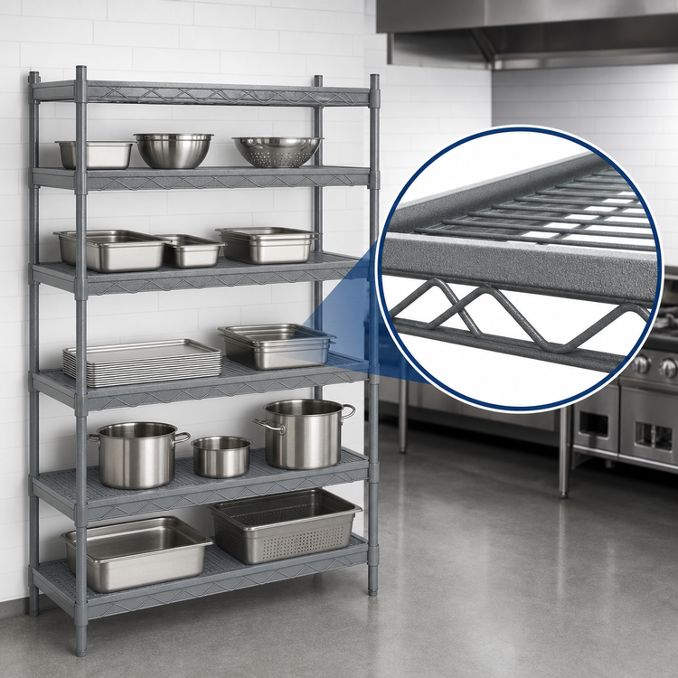 Product image #3 for Eagle Valu-Master Stationary 5-Tier Wire Starter Shelving Unit, 72"W x 18"D x 74"H, Pewter Gray Epoxy