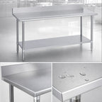 Thumbnail image #3 for Duke Manufacturing 314-3660-5R 60 x 36 Inch Stainless Steel Work Table with 5-Inch Riser and Galvanized Undershelf