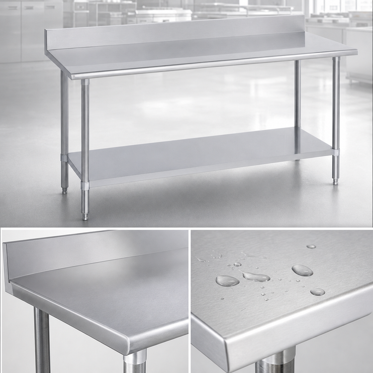 Product image #3 for Duke Manufacturing 60-Inch x 36-Inch Stainless Steel Work Table with 5-Inch Riser and Galvanized Undershelf