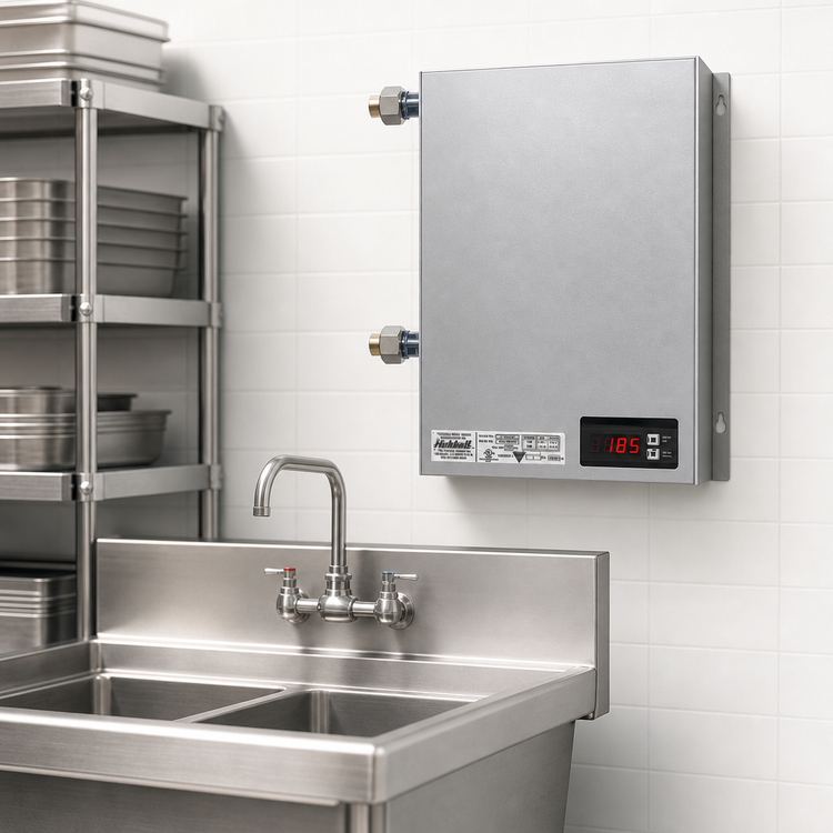 Product image #3 for Hubbell Tankless Electric Sanitizing Sink Booster Heater, 48 kW, 600V, 3-Phase, Wall Mount