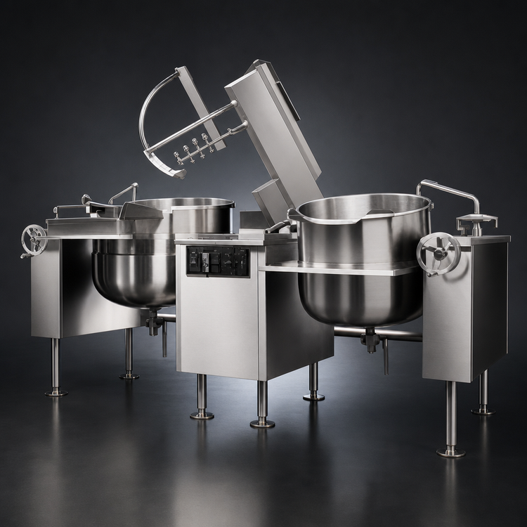 Product image #3 for Crown DLTM-80-2 Twin 80 Gallon Direct Steam Tilting Mixer Kettle