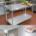 Thumbnail image #3 for Standard Series 30 x 18 Inch 430 Stainless Steel Flat Top Work Table with Galvanized Undershelf