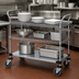Thumbnail image #3 for Quantum 3-Shelf Chrome-Plated Utility Cart with 2 Wire Shelves and 1 Galvanized Solid Shelf, 48 x 18 Inches