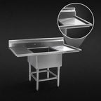 Thumbnail image #3 for Eagle Group Spec-Master FN2820-1-30R-14/3 1-Compartment Stainless Steel Sink, 30-Inch Right Drainboard, 14-Gauge, 9-1/2-Inch Backsplash