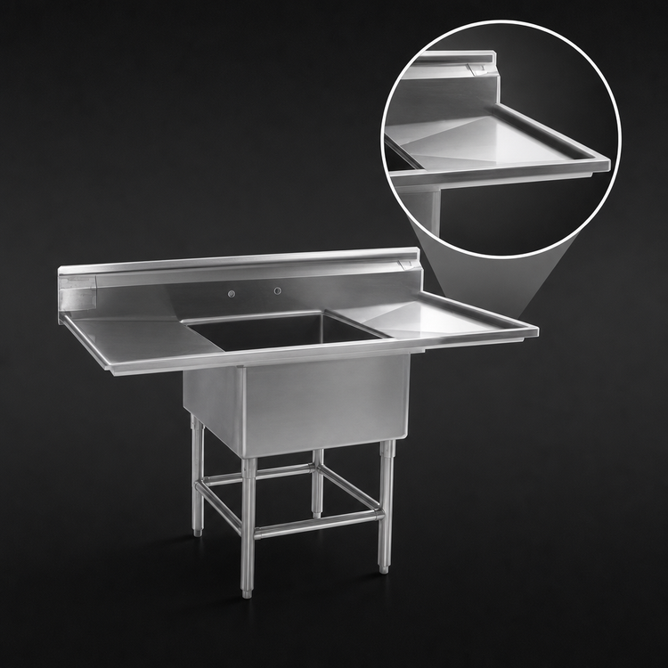 Product image #3 for Eagle Group Spec-Master FN Series 1-Compartment Stainless Steel Sink with 30-Inch Right Drainboard, 53-1/2-Inch Wide