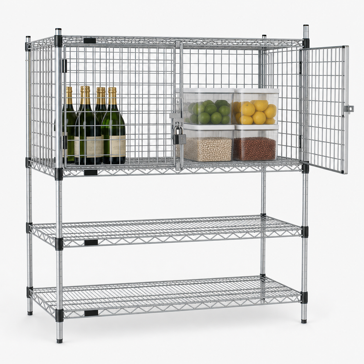 Product image #3 for EAGLEbrite Zinc 60"W x 18"D Security Enclosure Kit with Hinged Doors for Wire Shelving