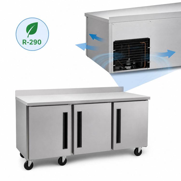 Product image #3 for Centerline by Traulsen Three-Section 72-Inch Compact Undercounter Worktop Freezer with Solid Doors