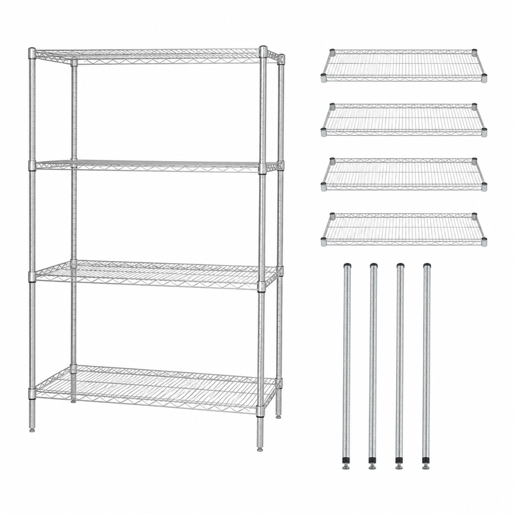 Product image #3 for Quantum 60"W x 24"D x 63"H Chrome-Plated Wire Shelving Starter Kit