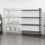 Thumbnail image #3 for Cambro Camshelving® Basics Plus CBA245484V4580 24 x 54 x 84 Inch 4-Tier Vented Polymer Add-On Shelving Unit, Brushed Graphite