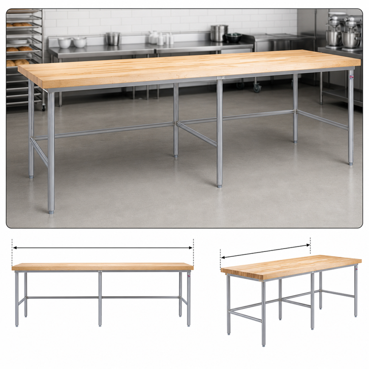 Product image #3 for John Boos Stainless Steel Baker's Table Frame for 96 Inch W x 60 Inch D Top