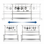 Thumbnail image #3 for Advance Tabco AUR-96 96-Inch Adjustable Table-Mounted Stainless Steel Pot Rack with 9 Plated Hooks