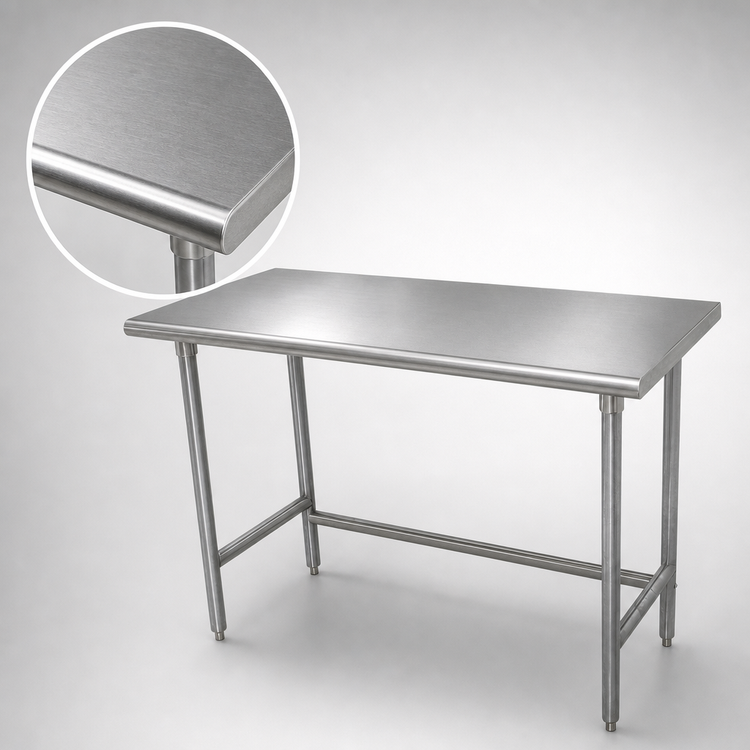 Product image #3 for Advance Tabco TGLG-3012 144-Inch x 30-Inch 14-Gauge 304 Stainless Steel Top Work Table with Galvanized Open Base