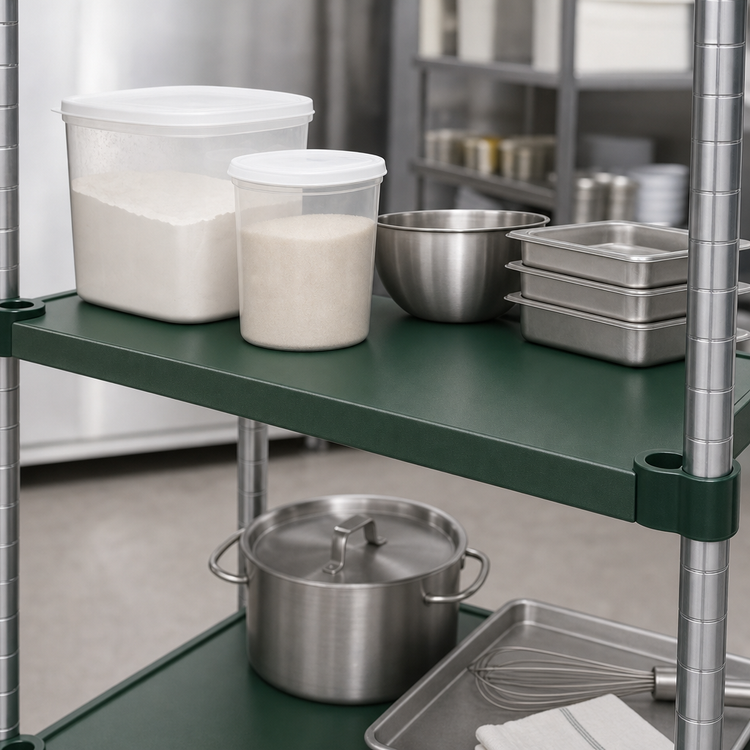 Product image #3 for Eagle Group Quik-Set 36 Inch x 18 Inch Flat Solid Shelf, 16 Gauge Galvanized Steel, Green Epoxy Finish