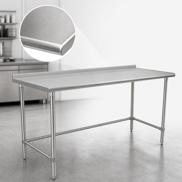 Product image #3 for BlendPort Budget Series 30 Inch x 30 Inch Stainless Steel Work Table with Rear Upturn and Tubular Base