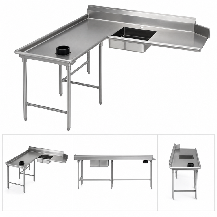 Product image #3 for Eagle Group Left-Hand Island Soiled Dishtable with Pre-Rinse Sink, 72 Inch Machine-to-Corner
