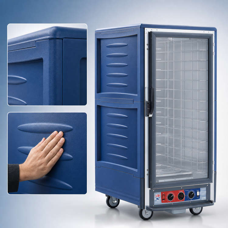 Product image #3 for Metro C5 3 Series 3/4-Height Heated Holding and Proofing Cabinet with Blue Insulation Armour, Clear Polycarbonate Door, Fixed Wire Slides