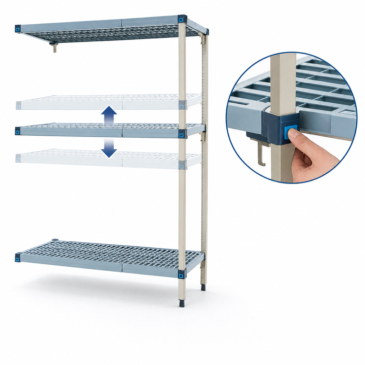 Product image #3 for MetroMax Q 4-Shelf Add-On Polymer/Wire Shelving Unit, 42W x 18D x 63H