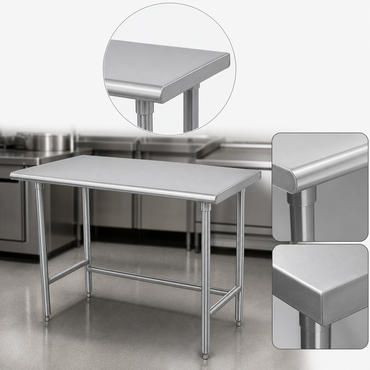 Product image #3 for Advance Tabco Special Value Series Economy Open Base Flat Top Stainless Steel Work Table, 60"W x 24"D